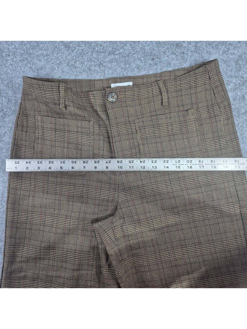 Jules & Leopold Brown Plaid Wide Leg Trousers Sz XL Business Casual Stretchy - Picture 10 of 13